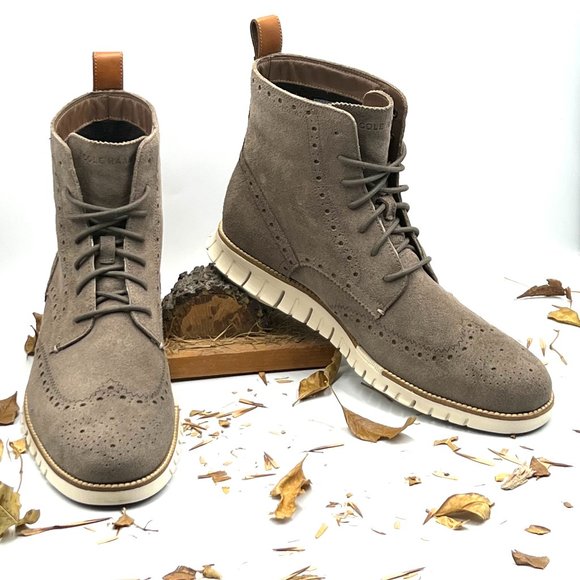 Cole Haan Other - Cole Haan Zerogrand Wingtip Water Resistant Tonal Rock Suede Boot